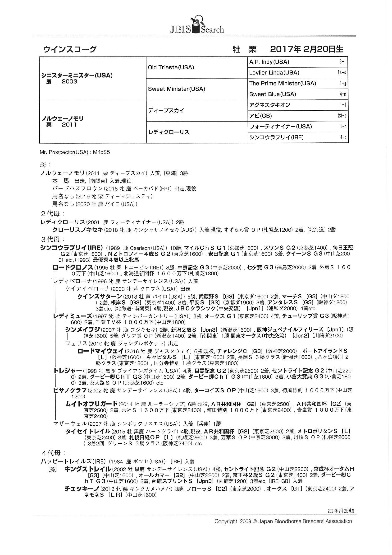 ウインスコーグ Win Skog 牡 4歳 ※地方競馬 在籍