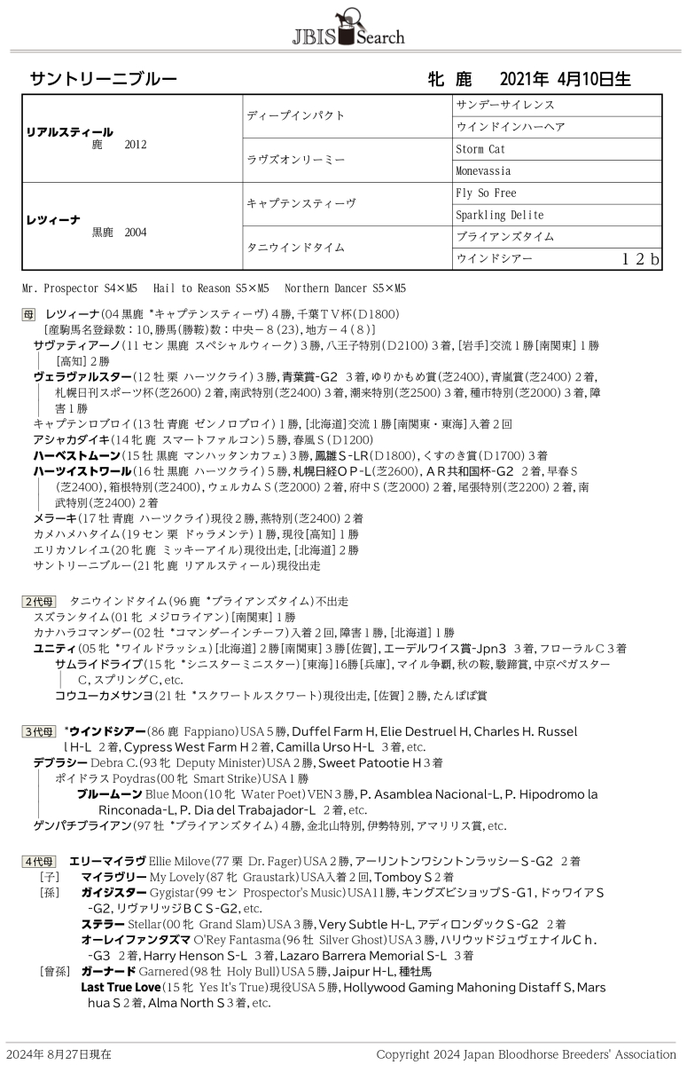 サントリーニブルー 牝3歳 ※中央競馬 登録抹消 | サラブレッドオークション