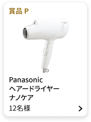 賞品P：Panasonic ヘアードライヤー ナノケア 12名様