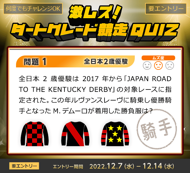 激ムズ！ダートグレード競走クイズ＜全日本2歳優駿＞