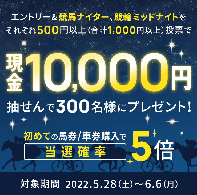 夜もおトクにたのしもう！競馬ナイター×競輪ミッドナイト購入キャンペーン！