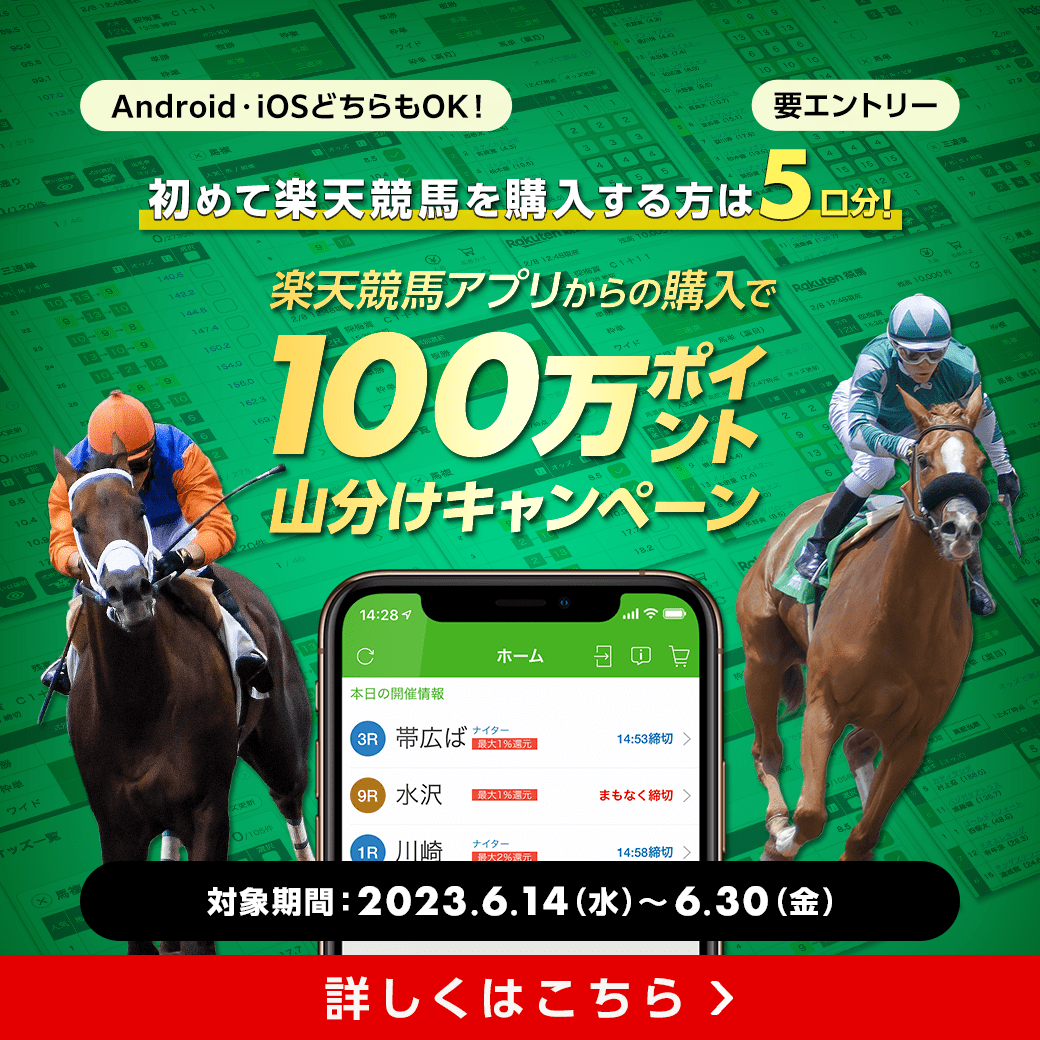 楽天競馬アプリから馬券購入で100万ポイント山分け