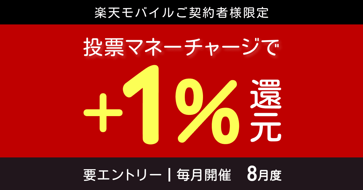 【毎月開催】【楽天モバイルご契約者様限定】チャージで楽天ポイント1%還元キャンペーン（2024年8月）