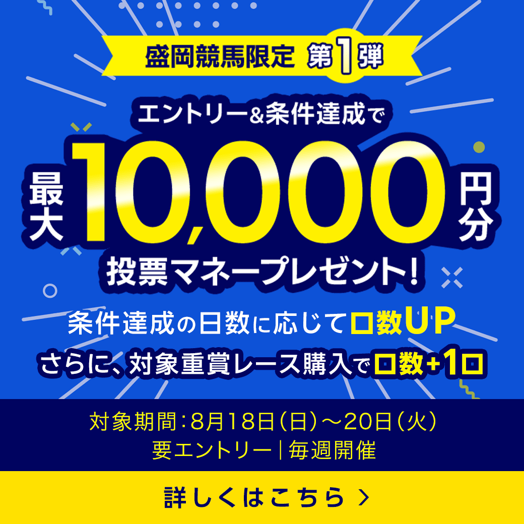 盛岡競馬　投票マネーキャンペーン第1弾