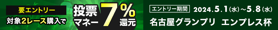 【名古屋グランプリ&エンプレス杯】投票マネーで最大７％還元キャンペーン！
