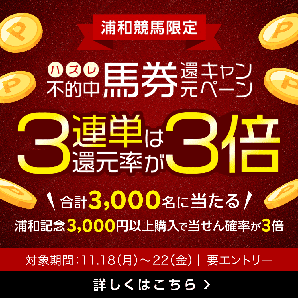 浦和競馬　不的中（ハズレ）馬券 還元キャンペーン（2024年11月）