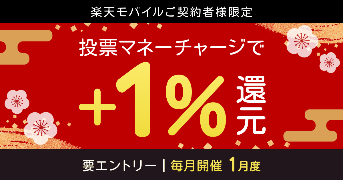 【毎月開催】【楽天モバイルご契約者様限定】チャージで楽天ポイント1%還元キャンペーン（2025年1月）