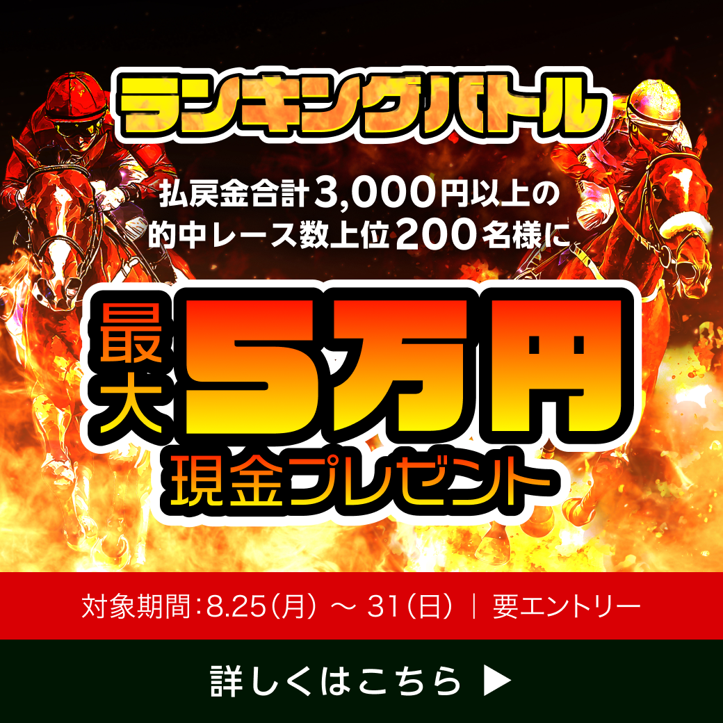 【ランキングバトル】払戻金3,000円以上の的中レース数の勝負！