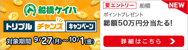 船橋★トリプルチャンス！総額50万円分当たる（2021年9月）