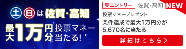 ＜土日の夜は楽天競馬で佐賀・高知＞投票マネー最大1万円分が5,670名に当たる！（10月）