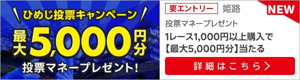 ひめじけいば購入レース数に応じて投票マネープレゼント!キャンペーン（2月）